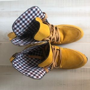 Trendy mustard military style boot